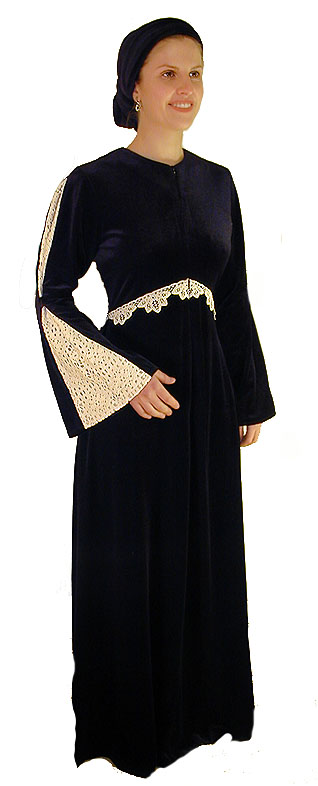 velvet and lace gown
