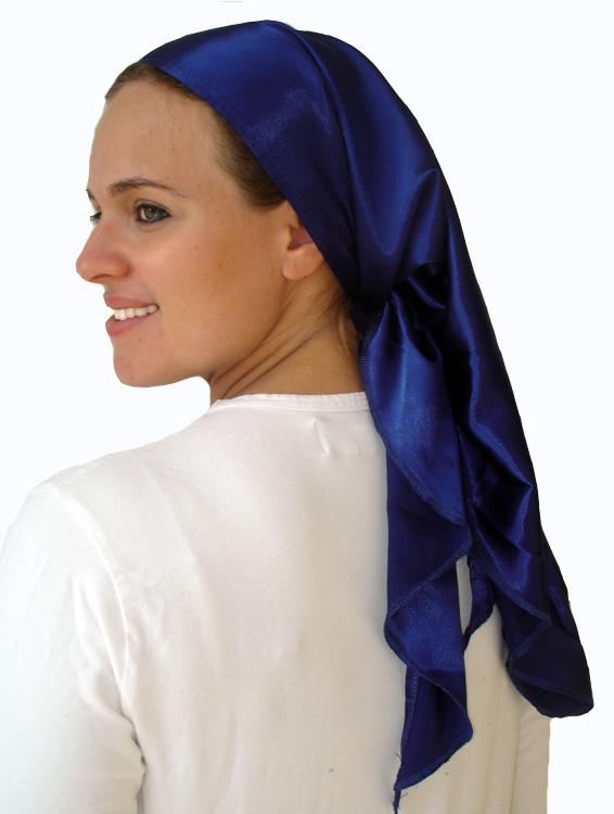 Satin triangular scarf with ruffled trim